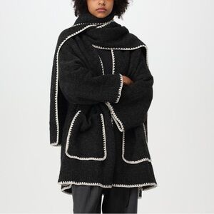 MEIMEIJ Charcoal and White Women's Cardigan NWT